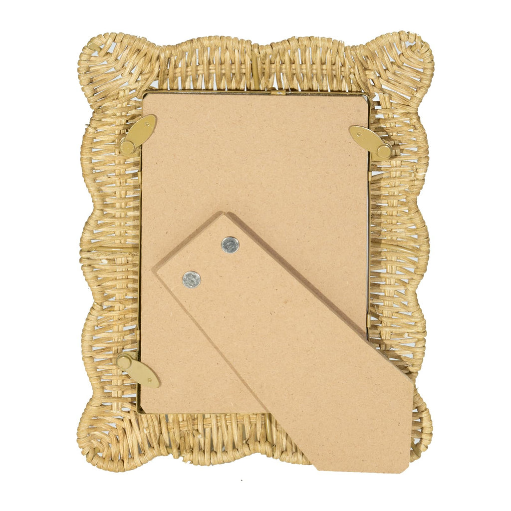 Woven Wicker Picture Frame, 5 x 7 inches with Zebra Design, Rattan Photo Frame with Bohe Style for Tabletop Display