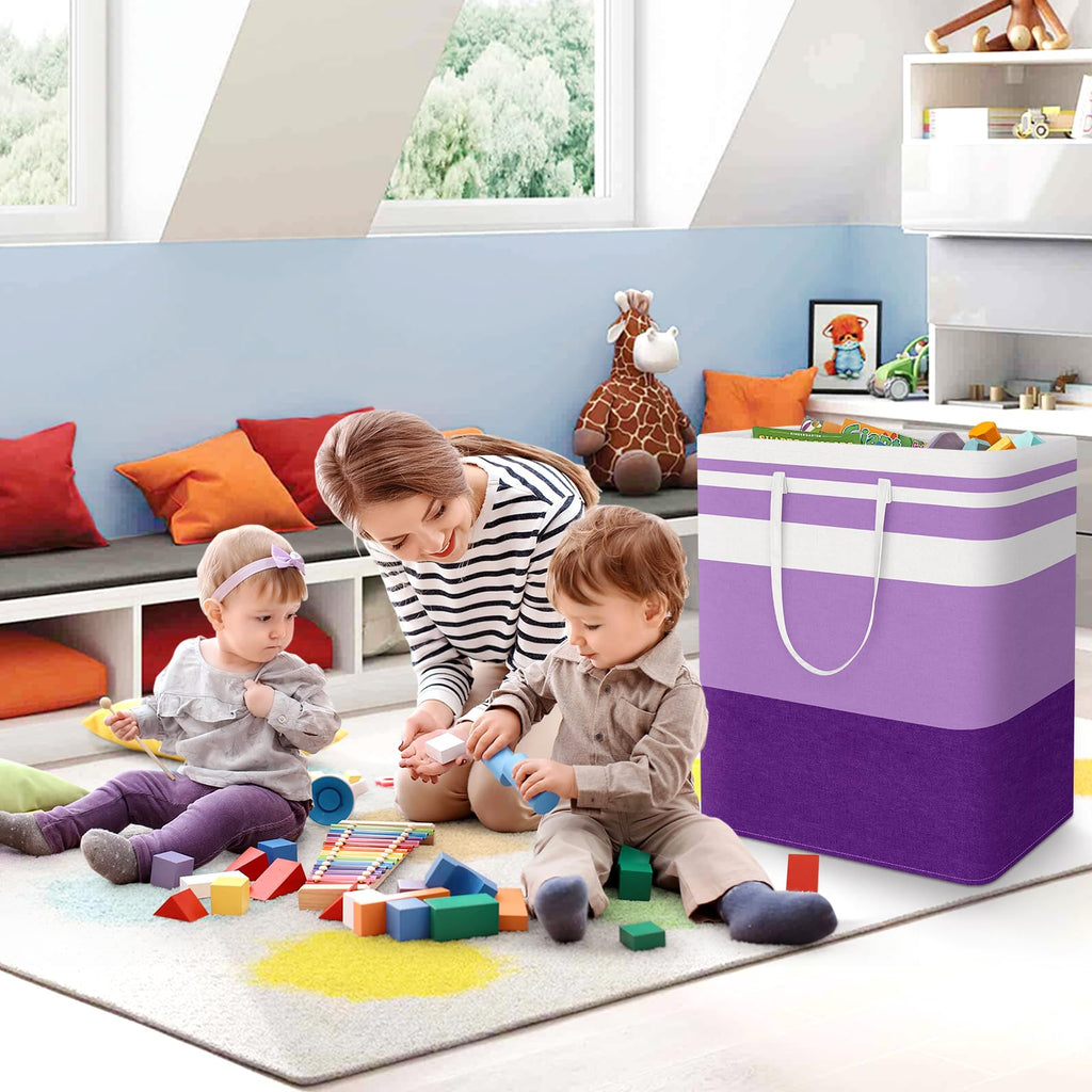 Basket Hamper, 125L Collapsible Clothes Storage, Purple