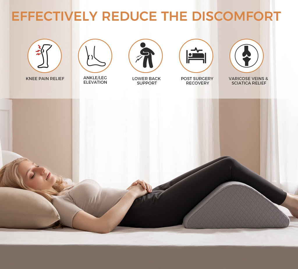 Knee Wedge Pillow for Post-Surgery Recovery-Leg Elevation Support for Sleep Position, Alleviating Lower Back & Hip