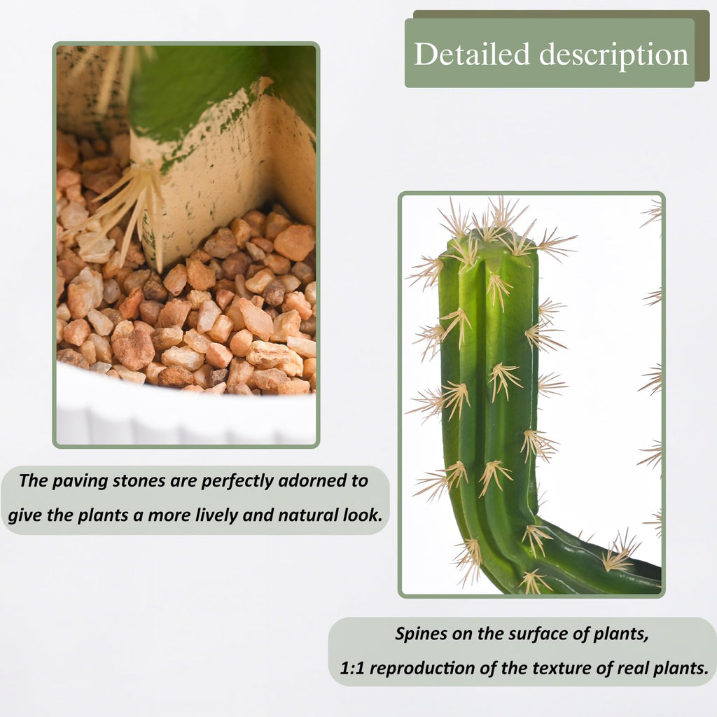 Artificial Cactus Tree 4FT - Realistic Artificial Cactus Plant Indoor & Outdoor, Large Faux Cactus Plant, Durable and