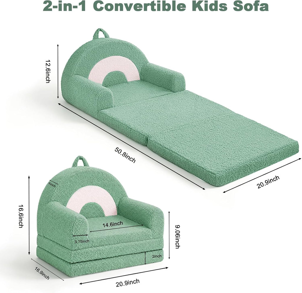 Kids Couch for Toddlers, in-1 Fold Out Toddler Sofa and Lounger, Supportive Foam Chair with Removable Washable