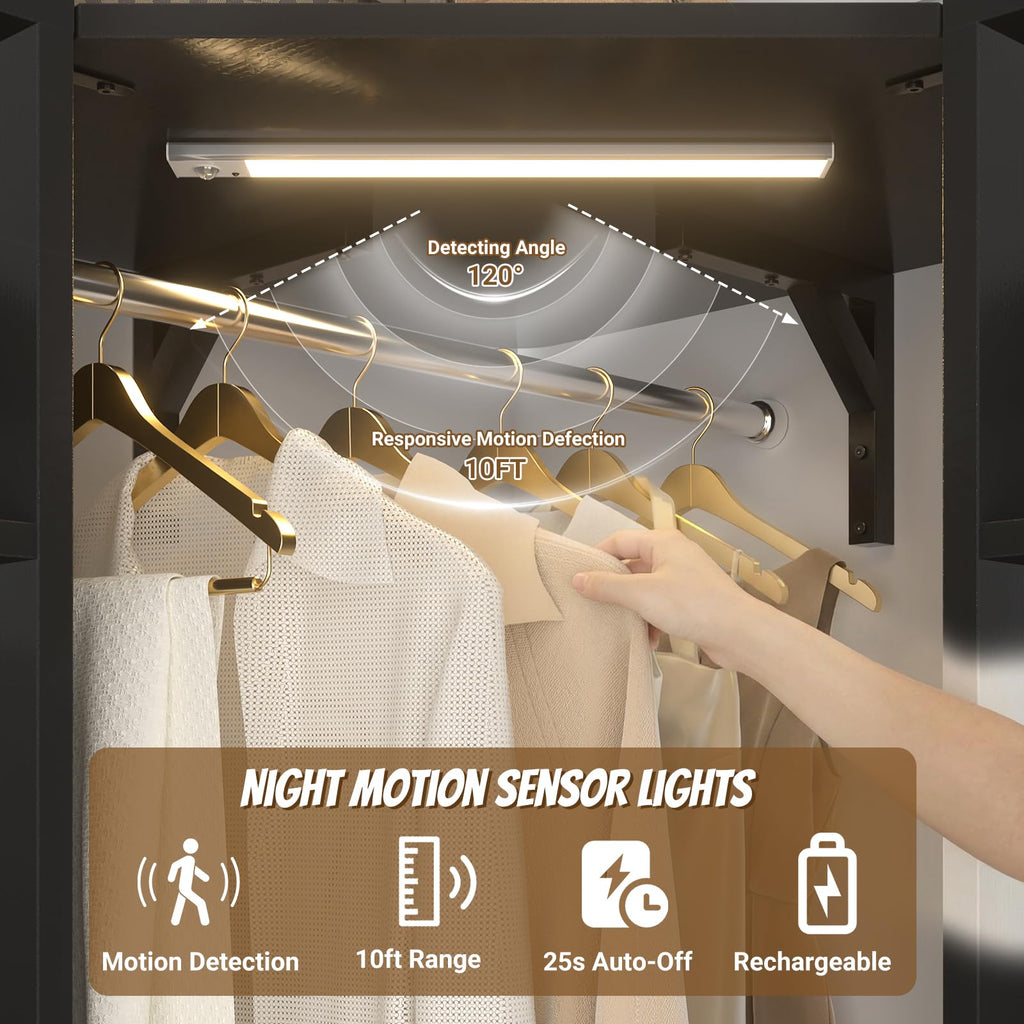 Corner Closet System with 2 Motion Sensor Lights, 39.2" Corner Closet Organizer with 12 Shelves, Closet Corner with 2