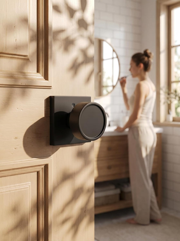 Black Door Knobs Interior, Zinc-Alloy Square Matte Black Privacy Door Knobs Bathroom