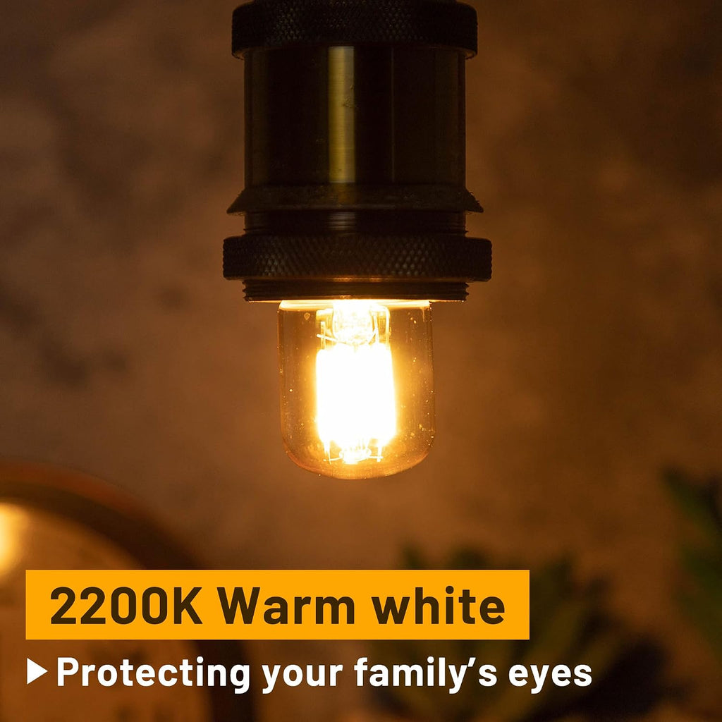 E26 2W Amber 2200K 200 LM Ultra Warm White Glow LED Bulb 2 Pack