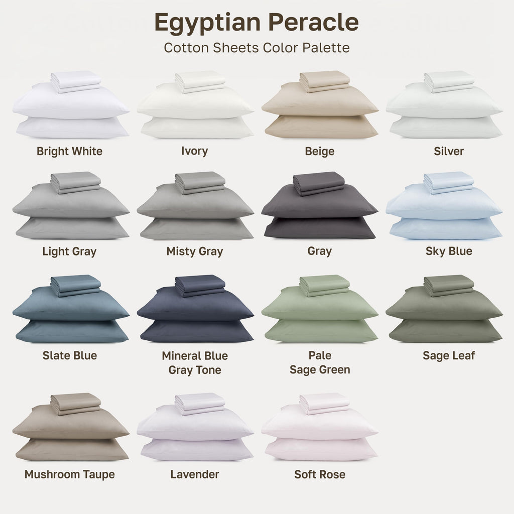 100% Egyptian Cotton Sheets, 4 Pcs, Beige