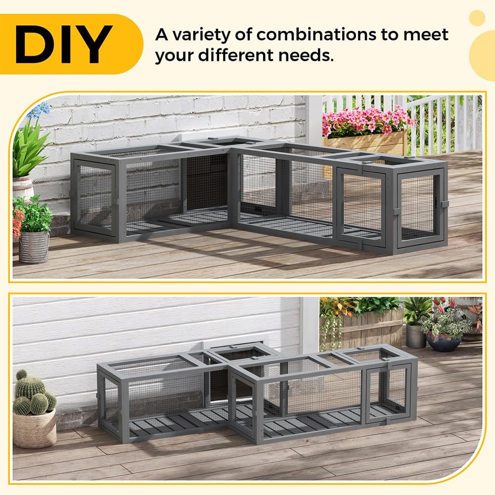Modular Cat Tunnel 92.1" L Weatherproof Extendable Outdoor Cat Run