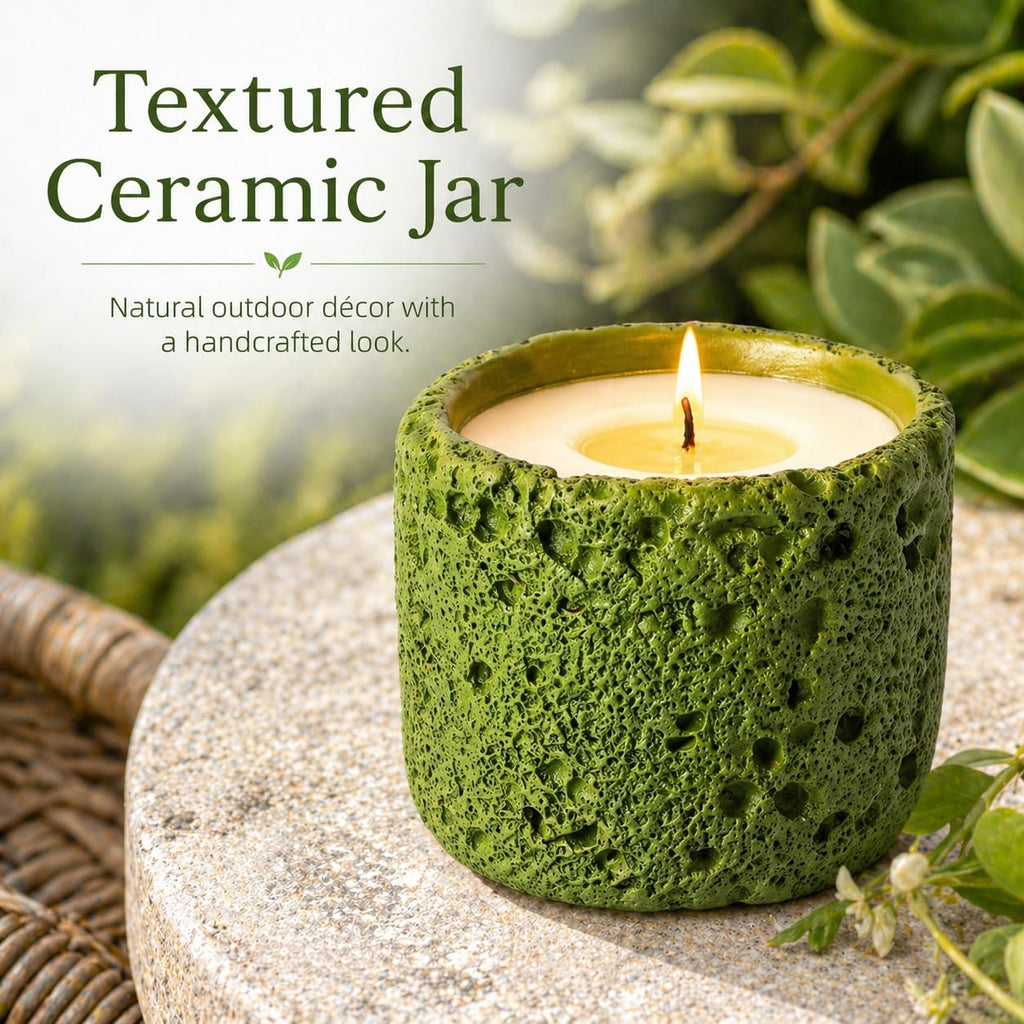 6oz Citronella Candle Outdoor, Small Citronella Candle Indoor, Candles Scented, Non Toxic Soy, Green Ceramic Jar