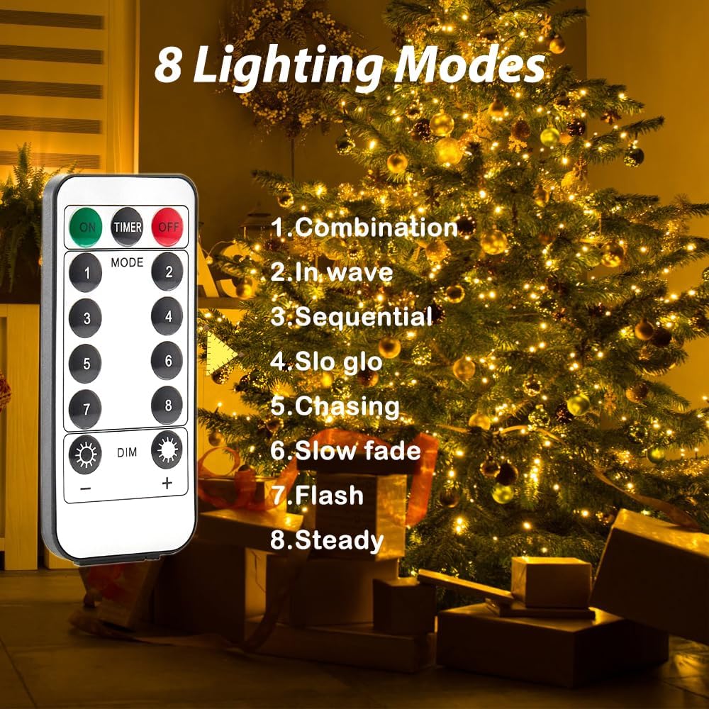 164FT 500LED Fairy Lights Plug in Warm White Silver Christmas String Lights