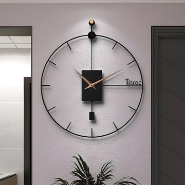 Large Wall Clock Living Room Decor 23"Modern Wall Clock with Swing Pendulum