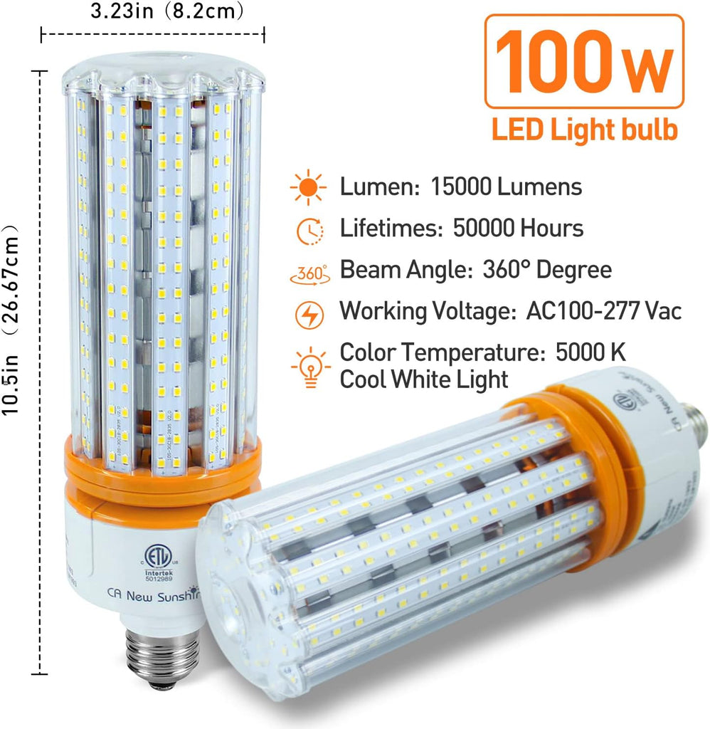 1000W Equivalent Led Corn light bulbs 15000 Lumen E26/E39 Medium Mogul Base