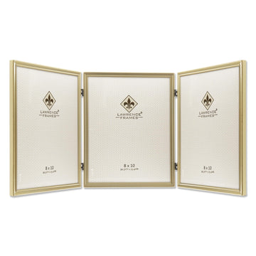 Antique Gold Bead 8x10 Hinged Triple Picture Frame (11480T)