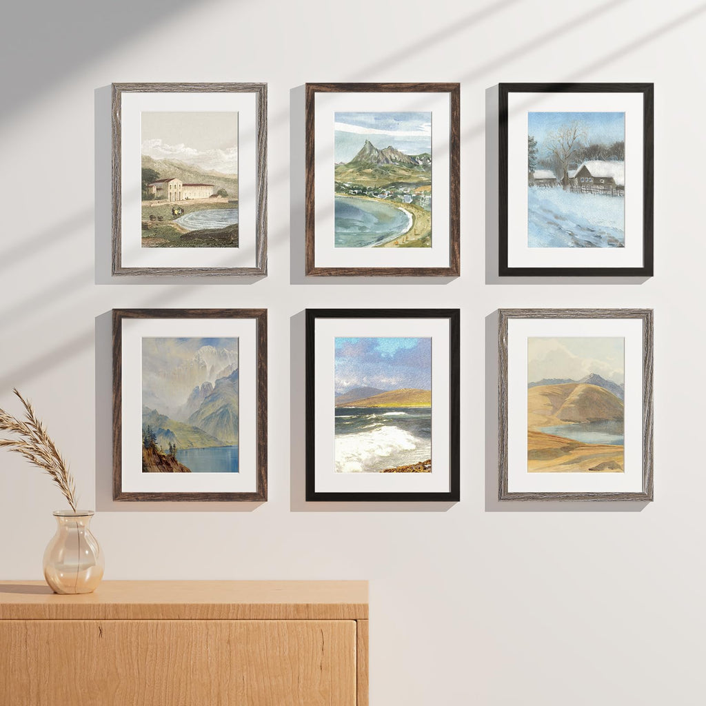 11x14 Picture Frames Set of 9, Black&Brown&Dark Grey