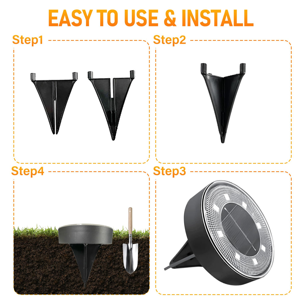 Solar Ground Lights 12 Pack, IP68 Waterproof Solar In-Ground Light for Outdoor, Flat Landscape Lighting, Garden Disc