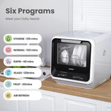 Portable Mini Dishwasher Countertop with 1.32Gal Built-in Water Tank for Apartments& RVs, No Hookup Needed, 6 Programs