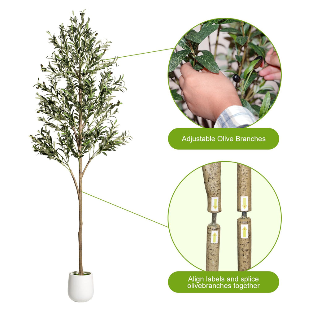 Faux Olive Tree 7ft - Realistic Tall Olive Trees Artificial Plants Indoor