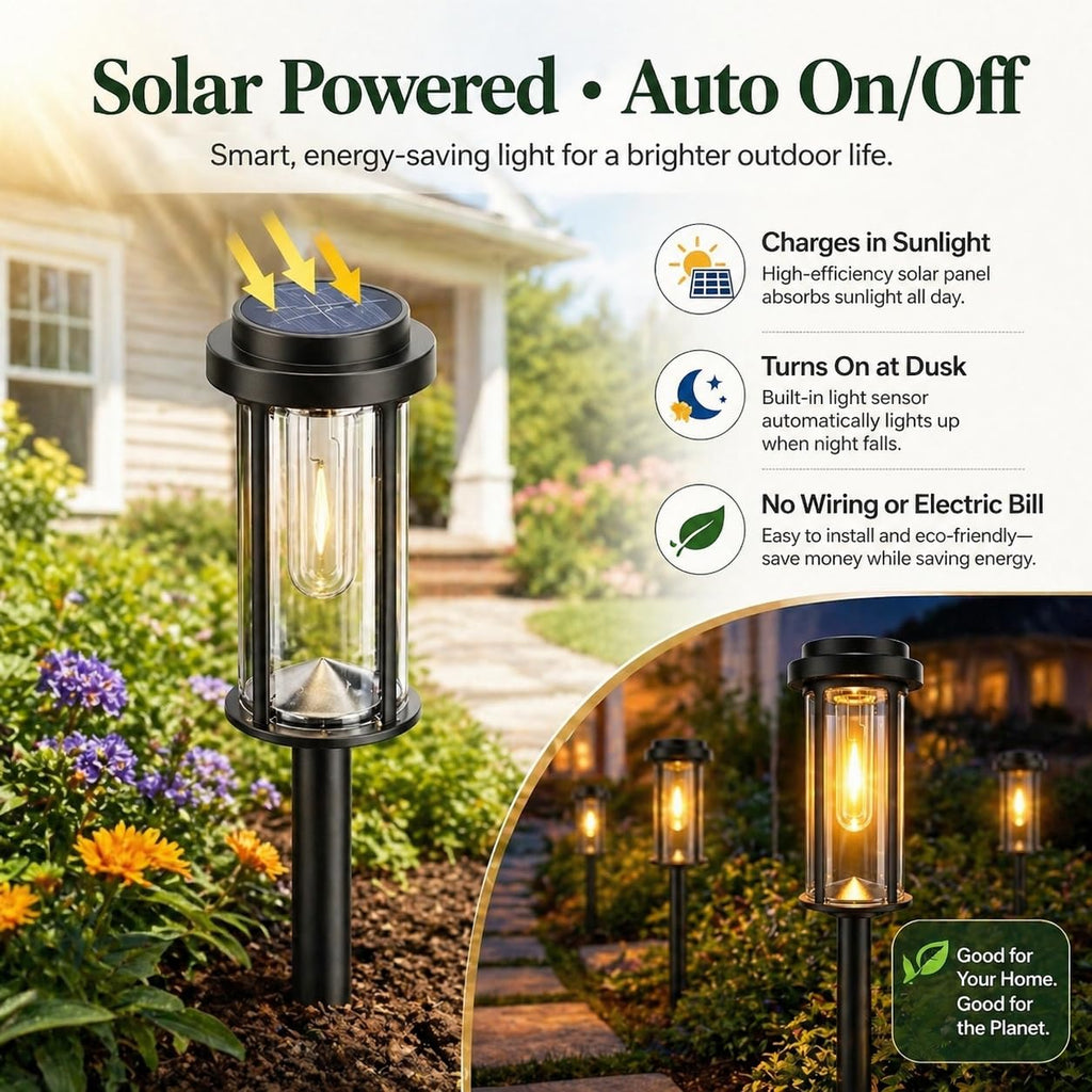8 Pack Solar Pathway Lights Outdoor 21" LED Solar Garden Lights