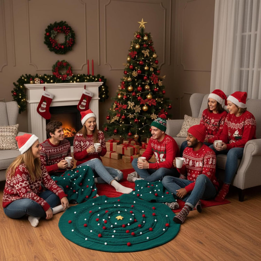31" Christmas Tree Blanket Crochet Lap Throw Tree Shaped