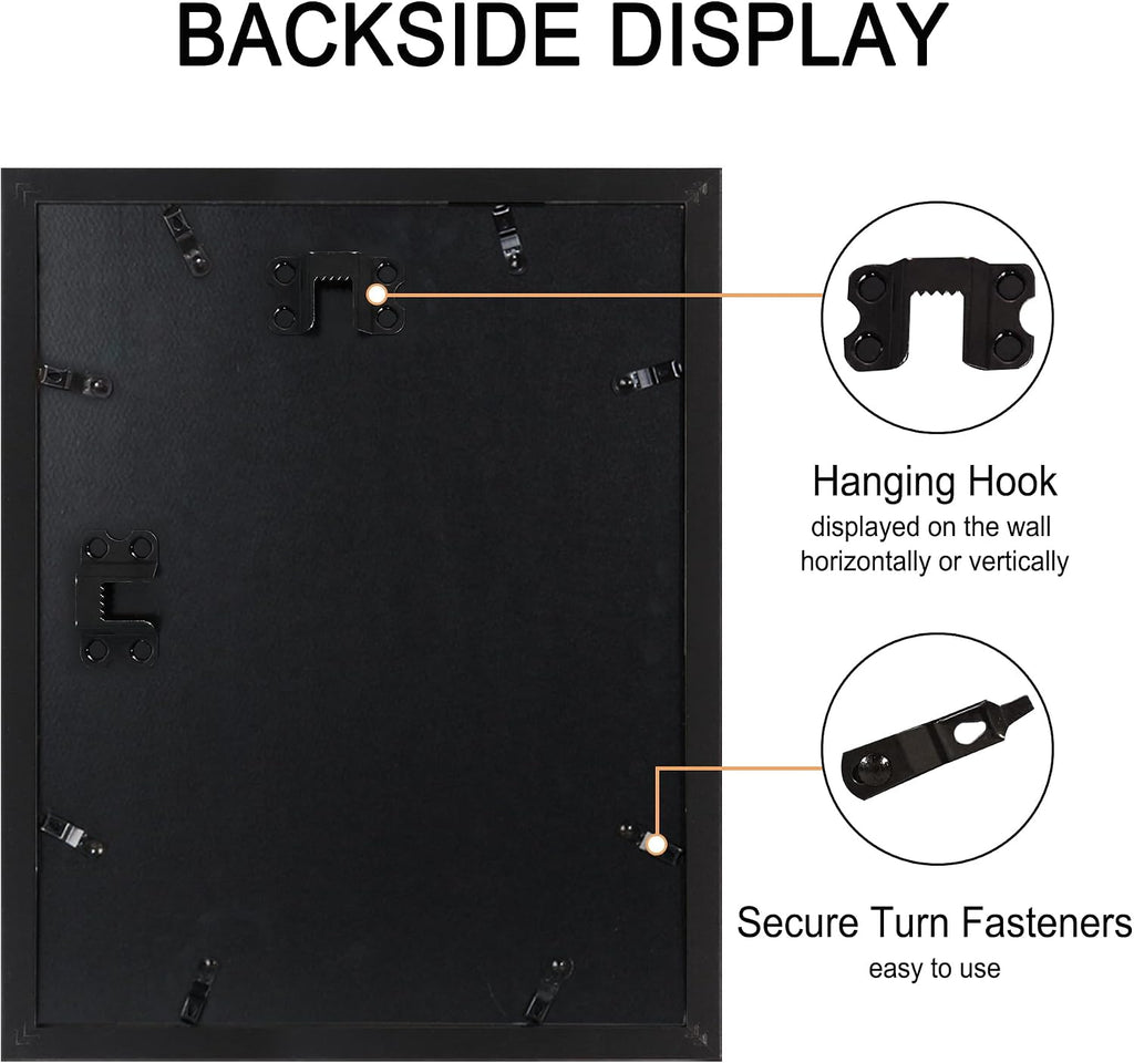 11x14 Picture Frame Set of 4 with Real Glass, Wall Mount | Displays 8x10 with Mat or 11x14 without Mat, Crystal-Clear