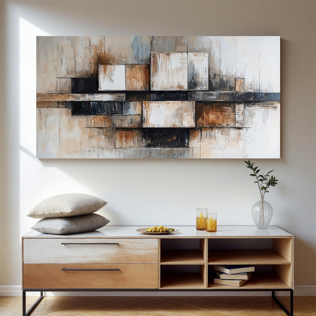 Modern Abstract Geometric Oversized Wall Art Decor Large Modern Abstract Beige And Black Wall Art Geometric Decor