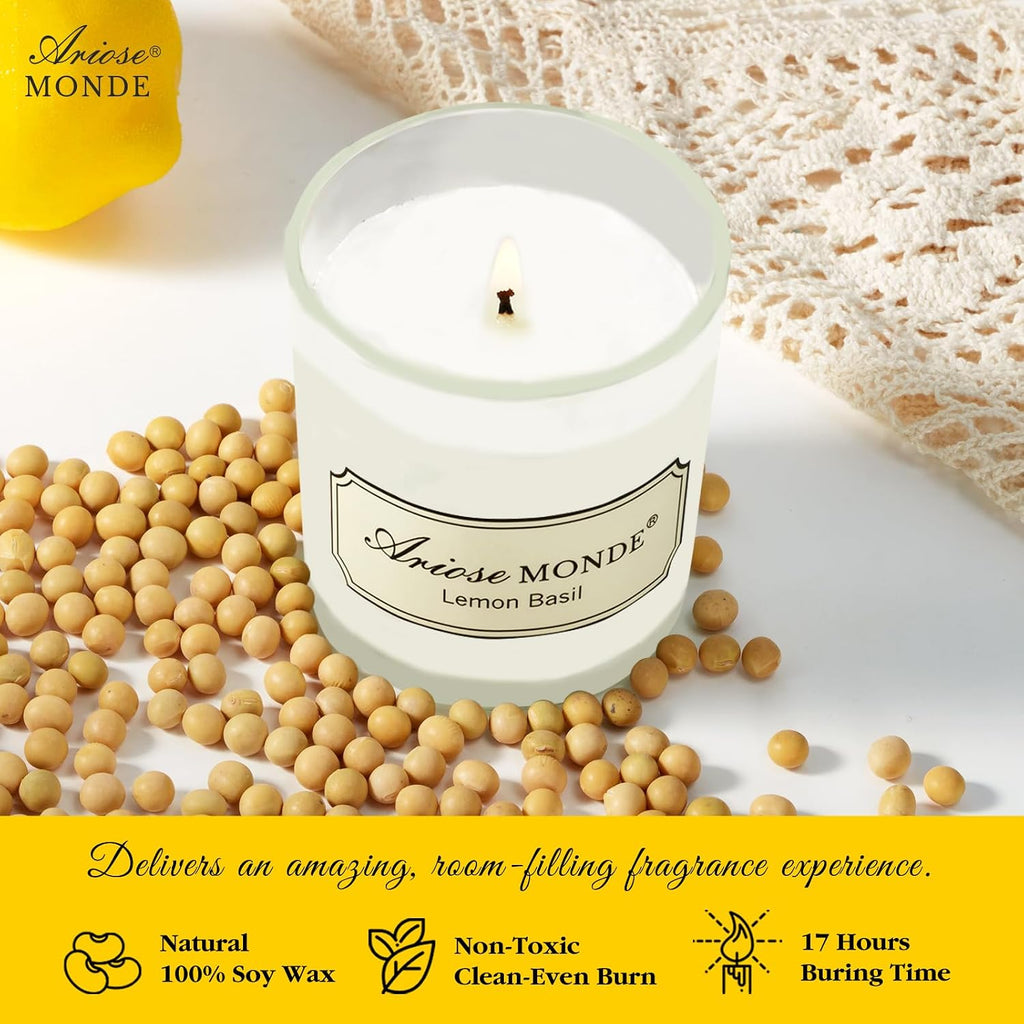 Reed Diffuser & Candle Gift Set, Lemon Oil Diffuser Decor