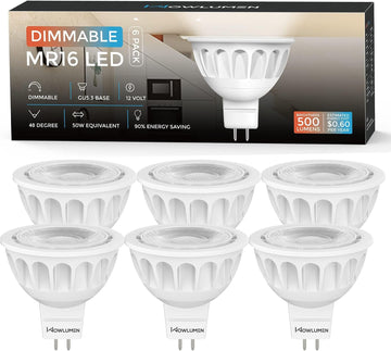MR16 LED Bulbs Dimmable,50W Halogen Replacement, 5000K Cool White GU5.3 Bi-Pin Base,40-Degree Narrow Beam Angle,5W