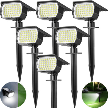 Solar Spot Lights Outdoor 6 Pack, [46 LED/3 Modes] Solar Landscape Spotlights Waterproof, 2-in-1 Auto On/Off Solar