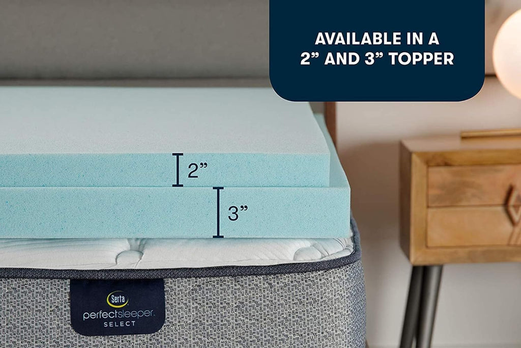 ThermaGel Cooling, Pressure-Relieving Memory Foam Mattress Topper, 2 Inch, Queen,Blue | 2 inch queen gel memory foam
