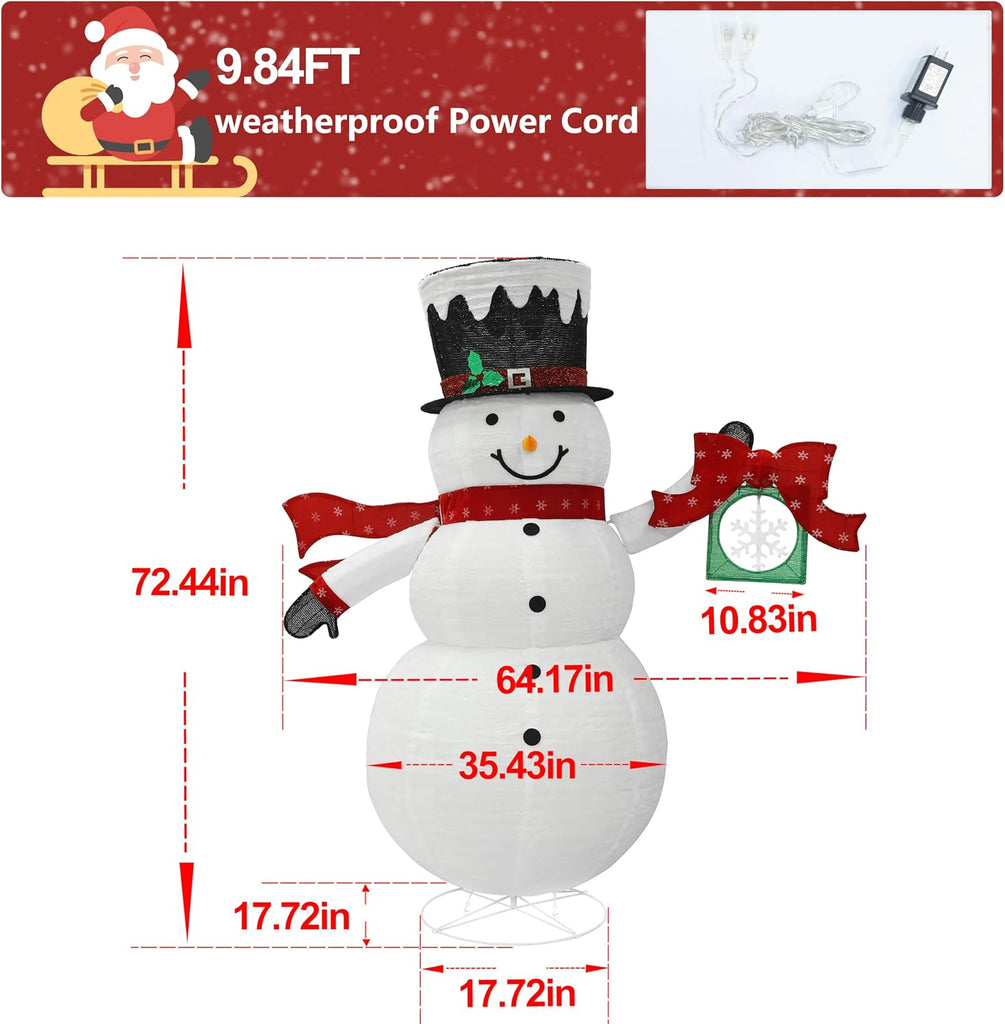 6FT Pop-Up Snowman,Christmas Decor with Rotating Snowflake GiftBox