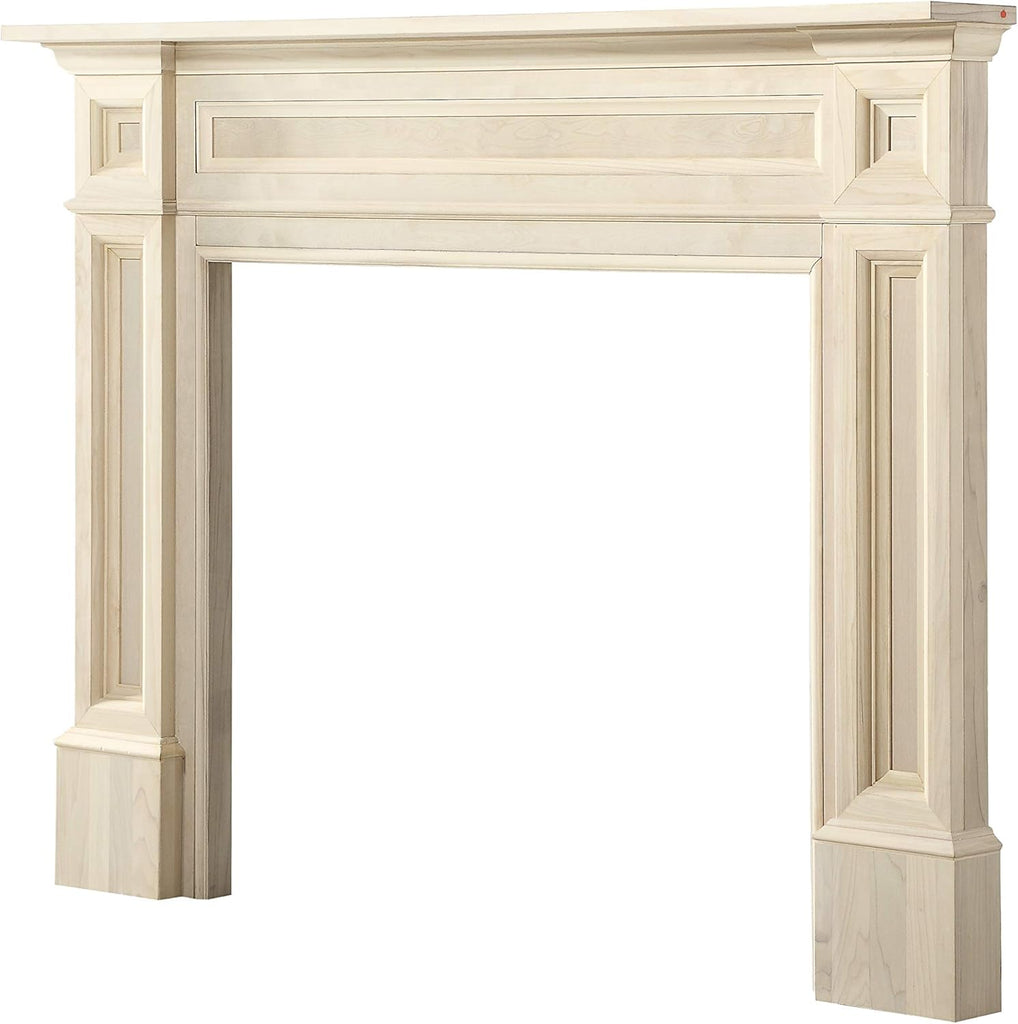 Rich Architectural Quality Wood Mantel Surround, 56"W 42"H, Unfinished