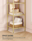 Bookcase Bookshelf, Tempered Glass Arched Bookshelf for More Storage, Slim Shelving Unit, Steel Frame