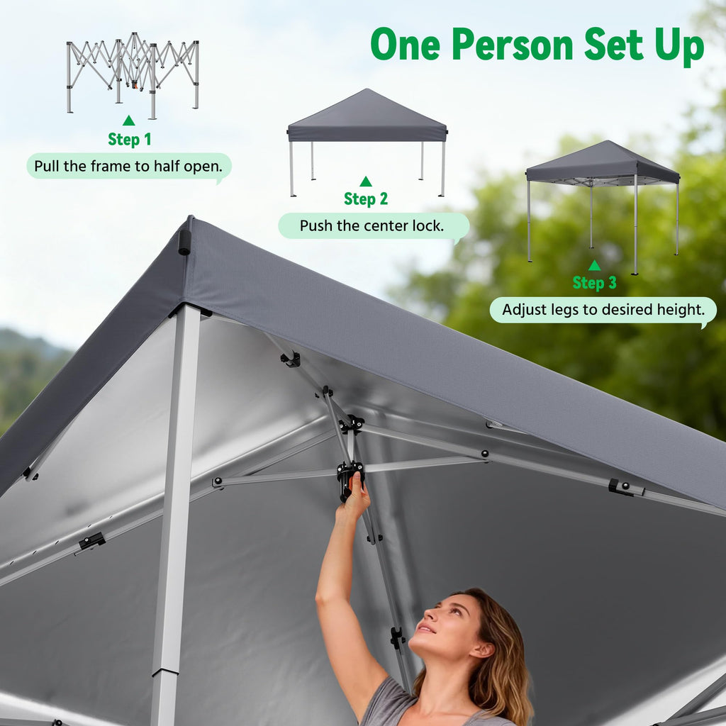 10x10 Pop Up Canopy Tent One-Push Center Lock, Portable Shelter