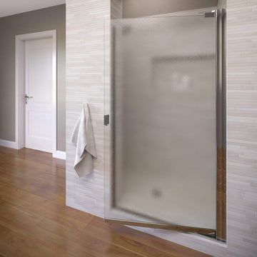 Armon 32.75 to 34.25 in. width, Semi-Frameless Pivot Shower Door, Obscure Glass, Silver Finish