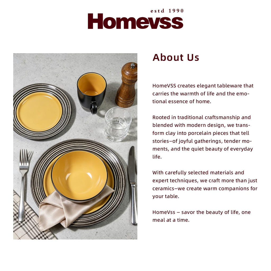 16 Piece Dinnerware Set, Ceramic Plates and Bowls Sets for 4, Microwave and Dishwasher Safe, Handcrafted Tree Bark