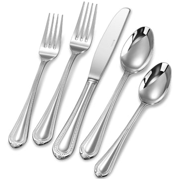 Premium Pearl Edge 20/45/65-Piece Silverware Set (45, Silver)