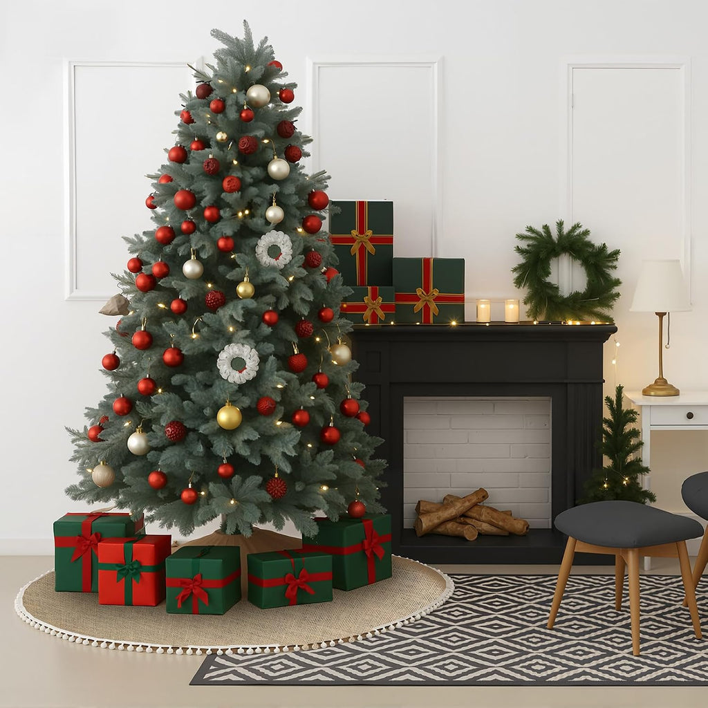60 Inch Christmas Tree Skirt Fall Linen Burlap Tree Skirt, Khaki