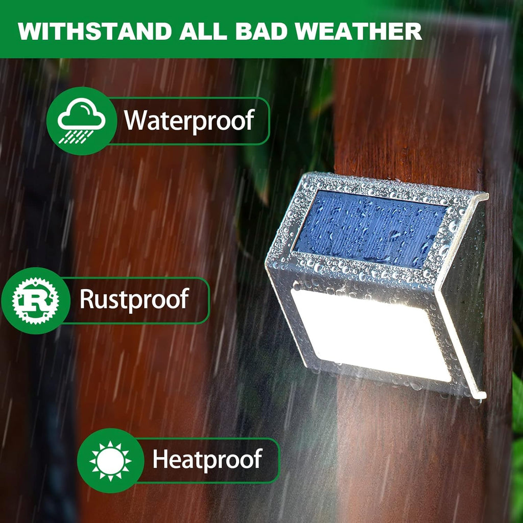 Solar Deck Lights Perfect for Fence, Step, Stair Decor-Cool White-16P
