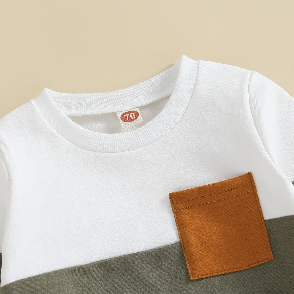 Toddler Baby Boy Clothes Fall Winter Outfit Patchwork Long Sleeve Sweatshirt Tops Stretch Pants Newborn Playwear Set