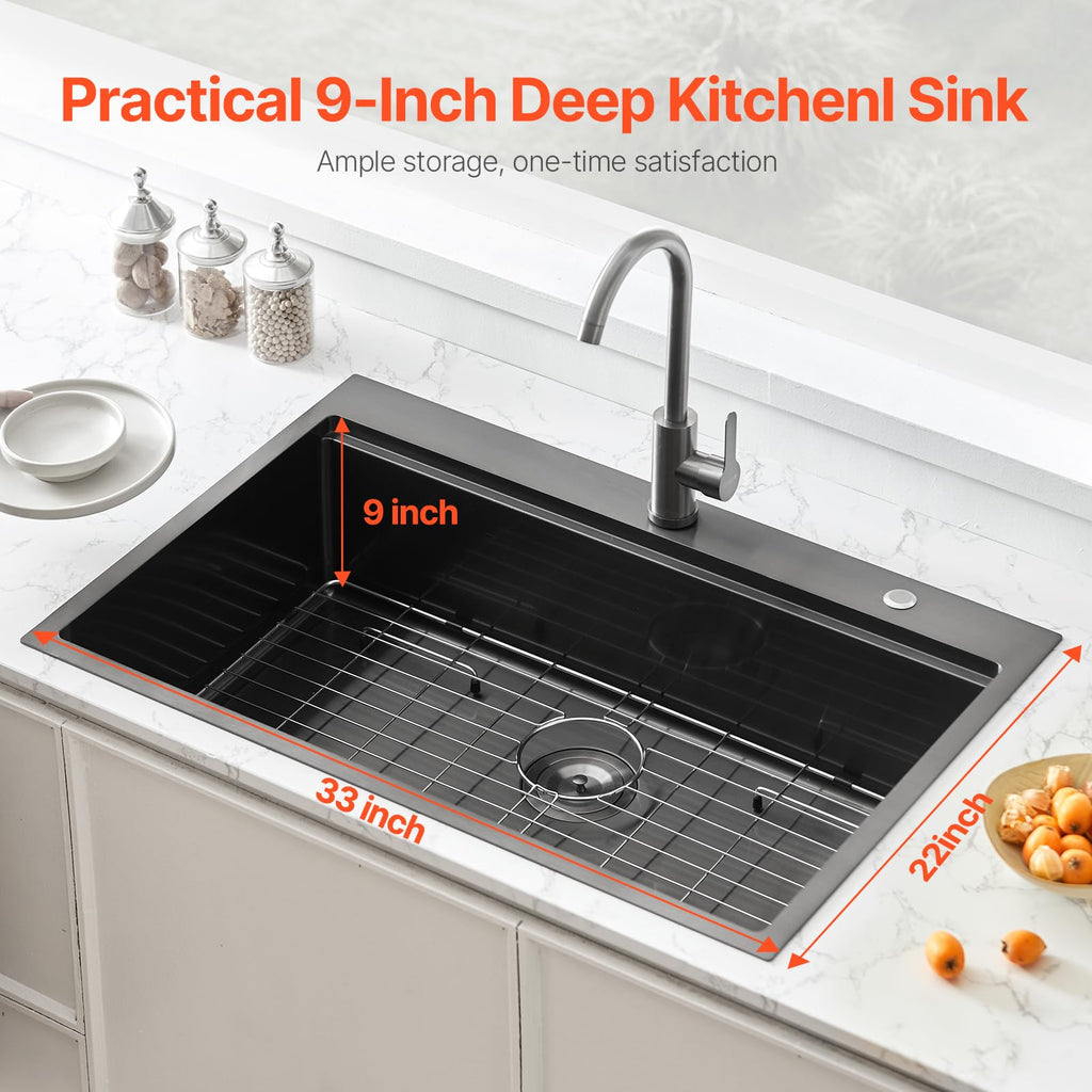 33 inches Kitchen Sink Workstation, Ledge and Multiple Accessories