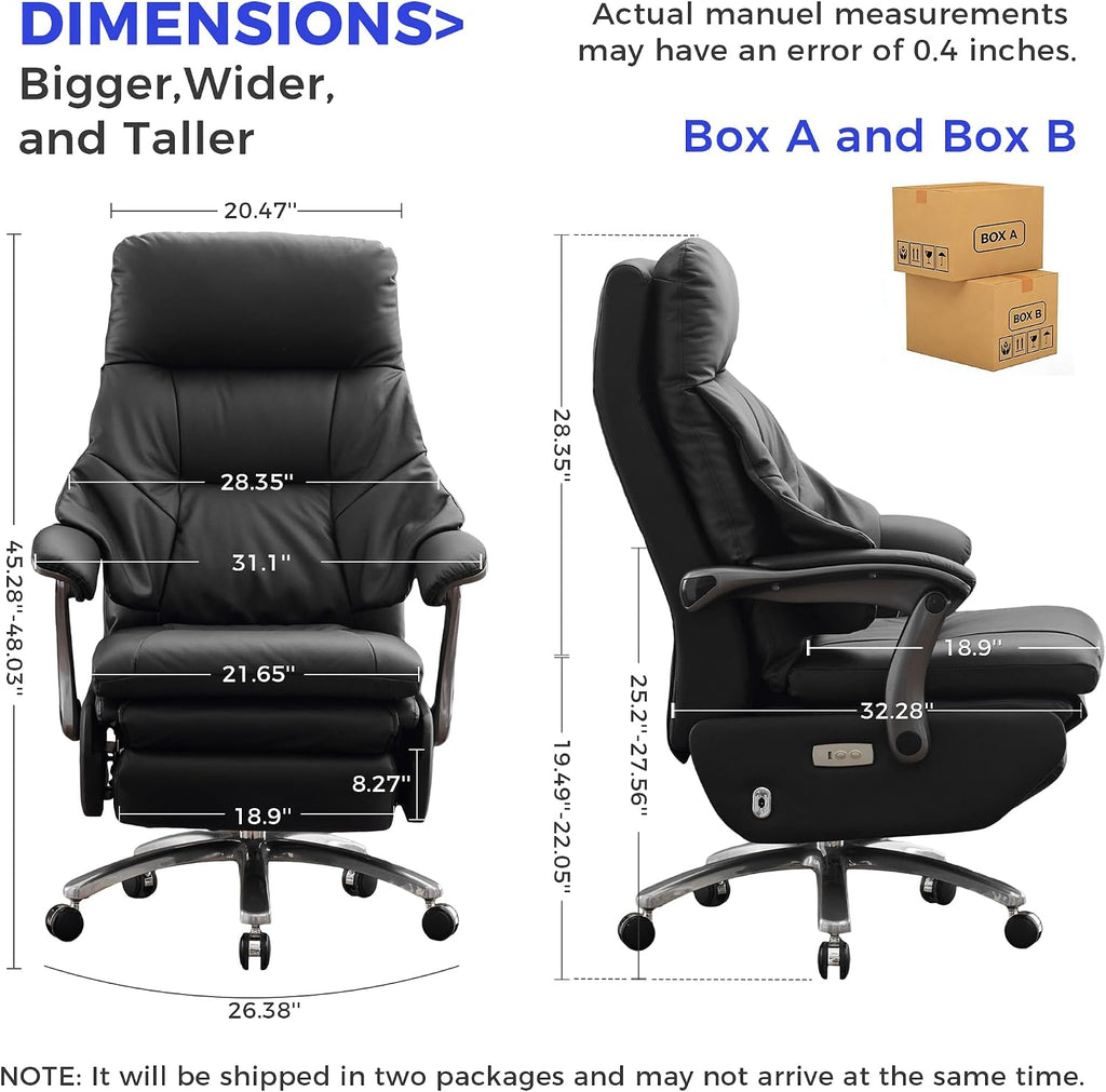 Electric Recliner Chair Big and Tall Office Chair High Back Executive Chair with USB Ports Ergonomic Gaming Chair