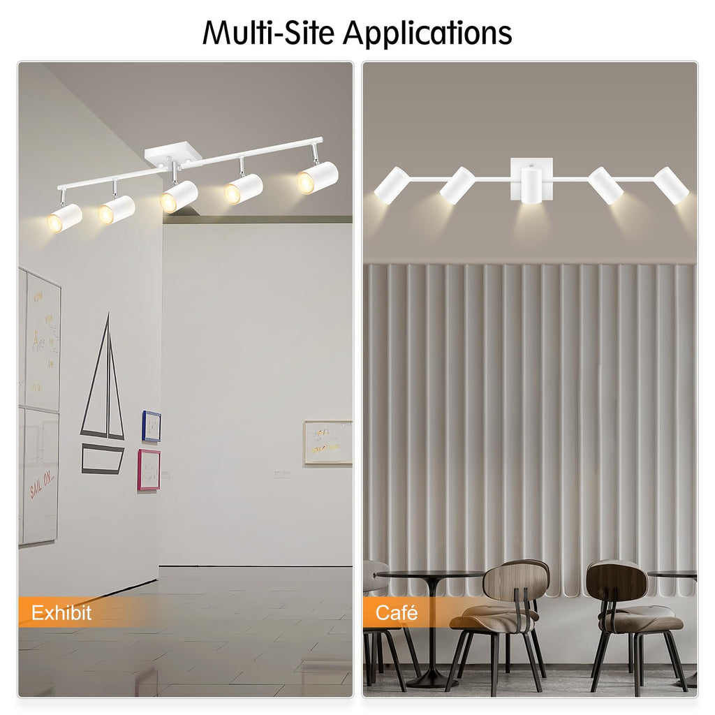 Track Lighting Fixtures Ceiling, 5 Light White Track Light with Rotatable Light Heads, Modern Track Lighting Fixtures
