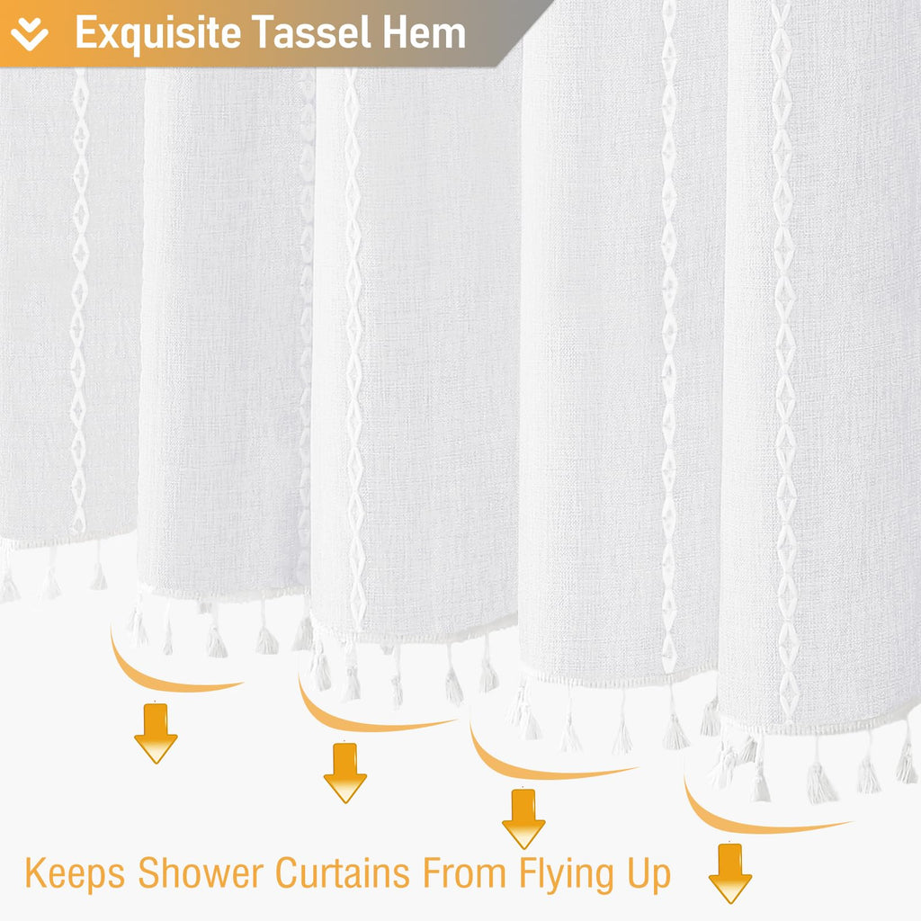 White Boho Farmhouse Linen Heavy Duty Cloth Set, 72x72