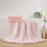 A Nice Night Rainbow Stripes & Bows Bedding Set,Ruffle 6 Piece Bed in a Bag Matching Sheet Set,Princess Style Chic Bow