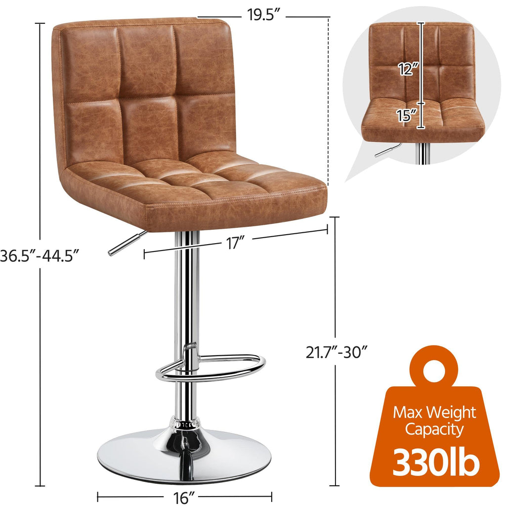 Bar Stools Set of 4 Height Adjustable Bar Chairs Retro Brown