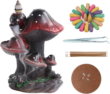 Backflow Incense Holder Burner Mushroom Handicraft Resin Censer - Set of 73