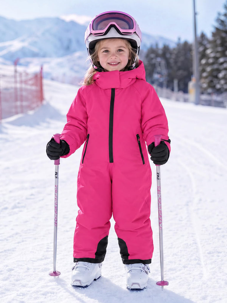 Toddler Baby Girl Hooded Snowsuit Waterproof One Piece Ski Suit