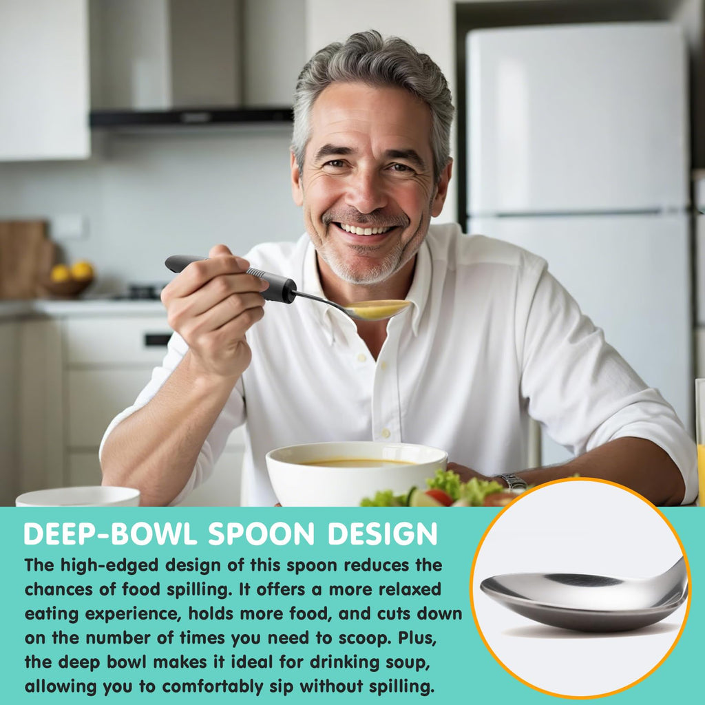 3.5oz 4PcsWeighted Adaptive Utensils, Angled Parkinsons Utensils