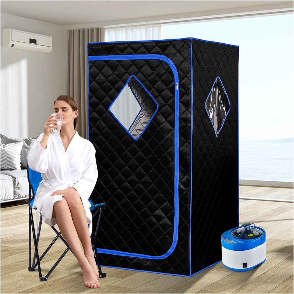 ZONEMEL Personal Portable Steam Sauna, Full Size Sauna Tent, 1500 Watt 4 Liter Steamer with Remote Control, Timer