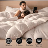 Queen White Goose Feather Down Fiber Comforter -100% Cotton Shell All Season Duvet Insert,Luxury Hot