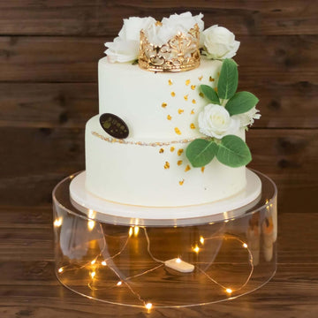 14" Round Clear Acrylic Cake Stand, Transparent Fillable Display Box, Pedestal Riser with Hollow Bottom for Weddings