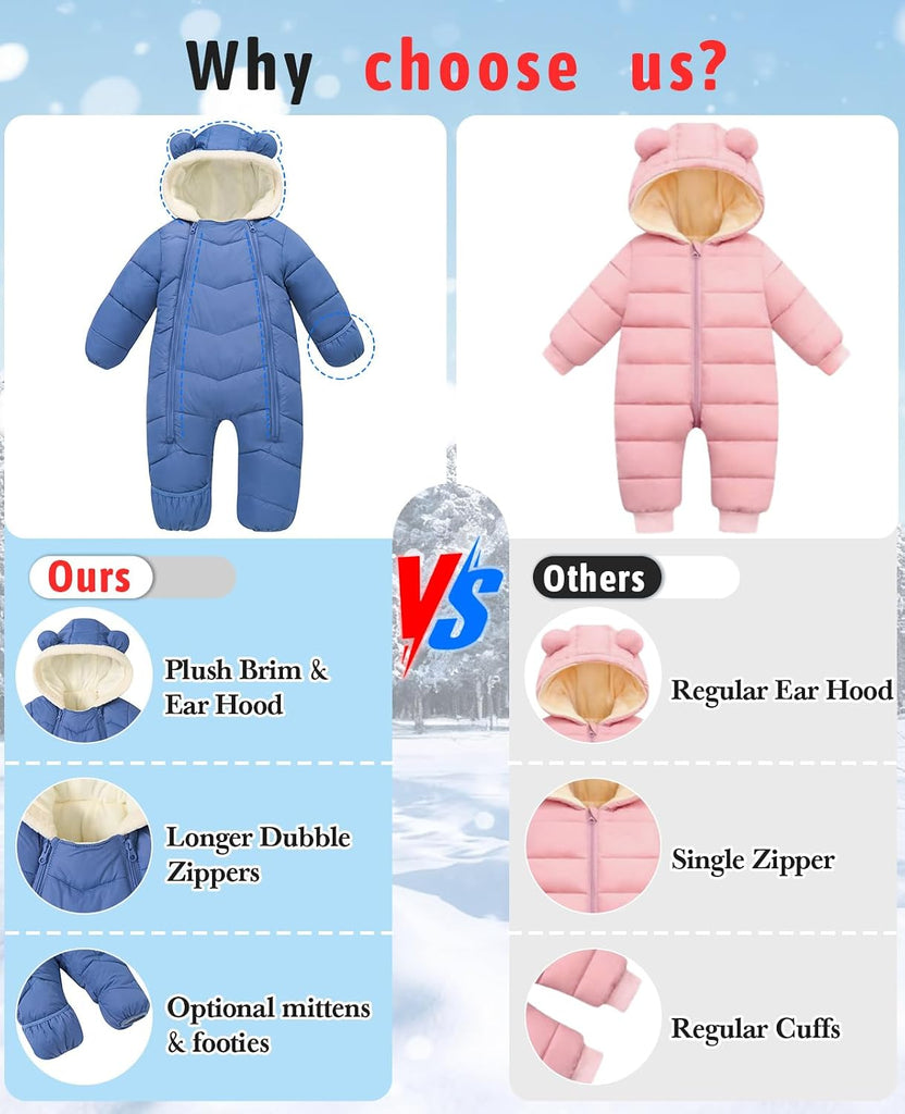 Baby Boys Girls Snowsuit Toddler Thick Fleece Winter Coat